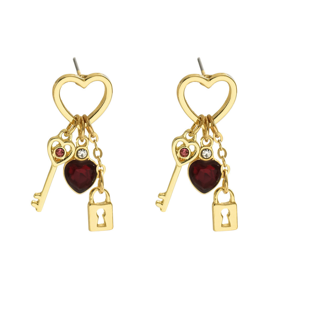 Valentine's Day Gift Luxury Love Earrings With Rhine Stone Lock Series
