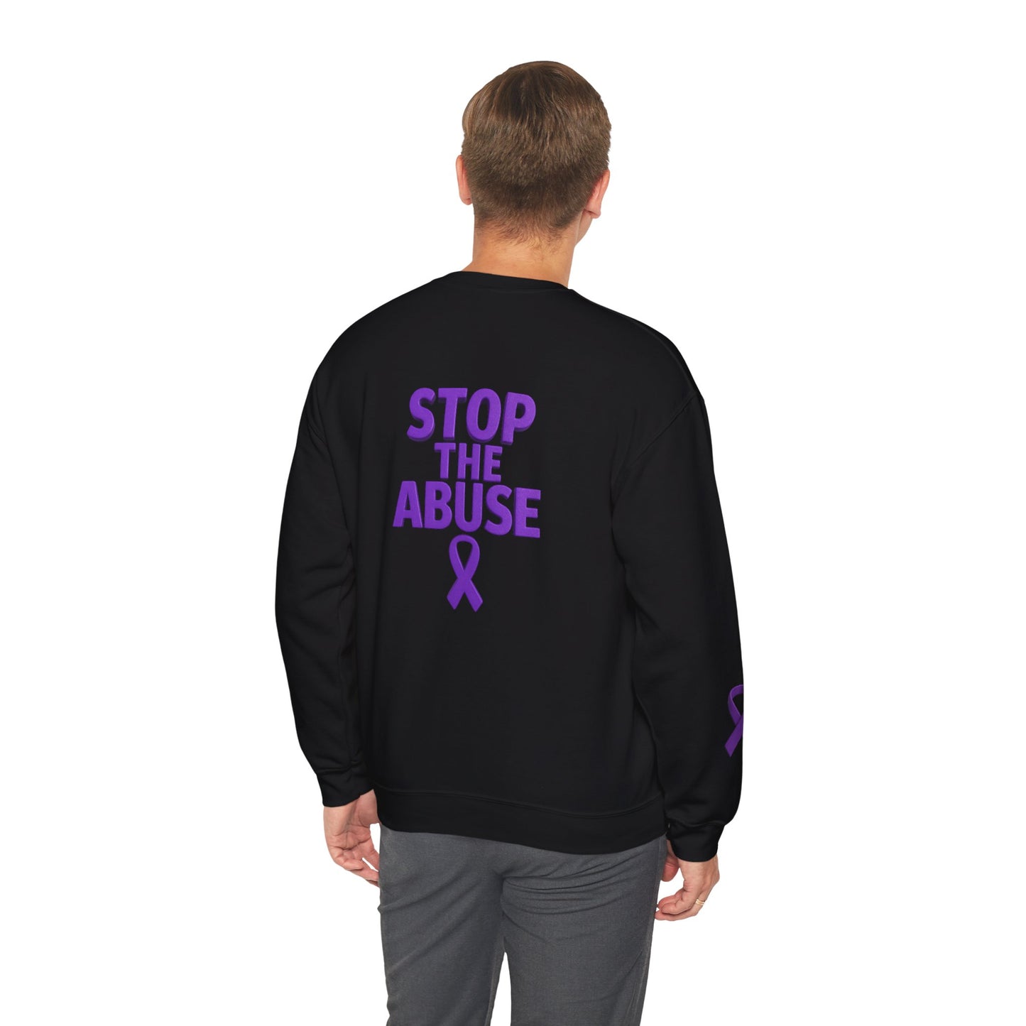STOP ABUSE - Domestic Violence Awareness Month Unisex Heavy Blend™ Crewneck Sweatshirt