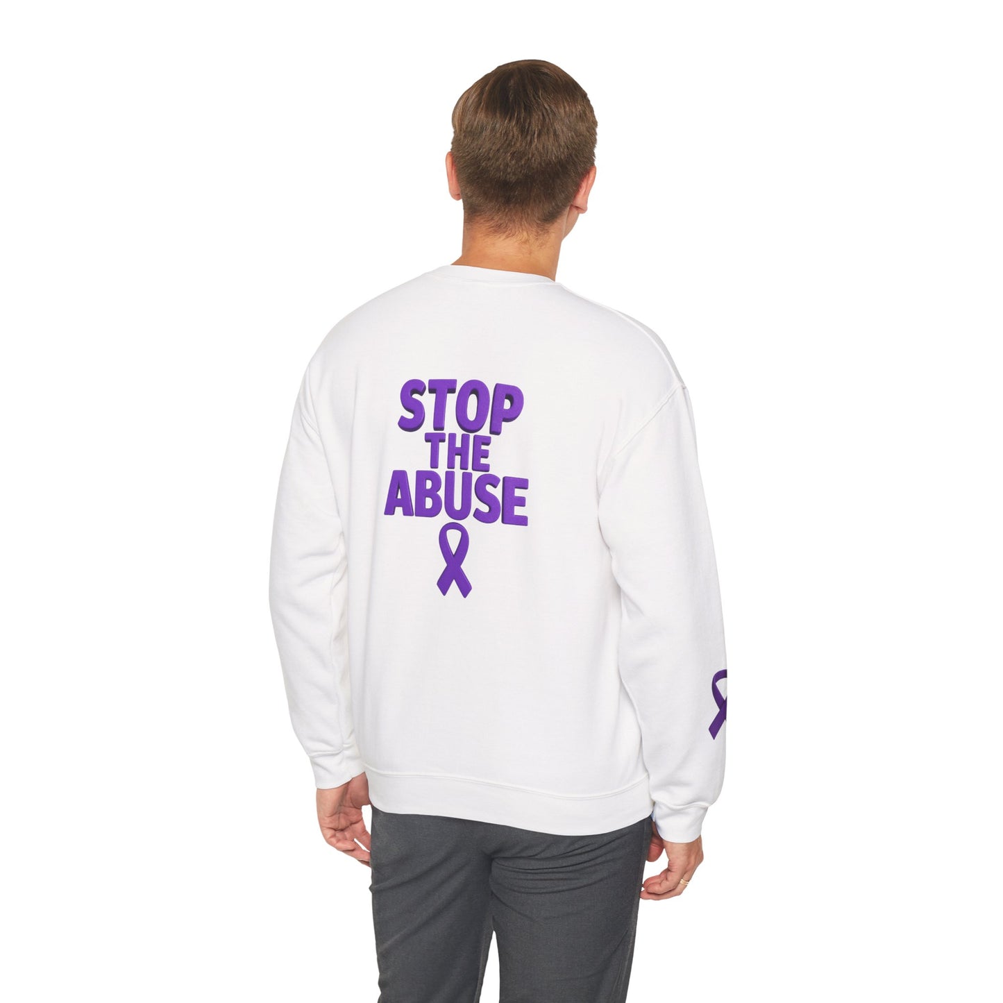 STOP ABUSE - Domestic Violence Awareness Month Unisex Heavy Blend™ Crewneck Sweatshirt