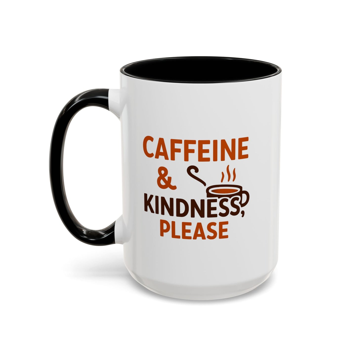 "Caffeine & Kindness Please" Accent Coffee Mug