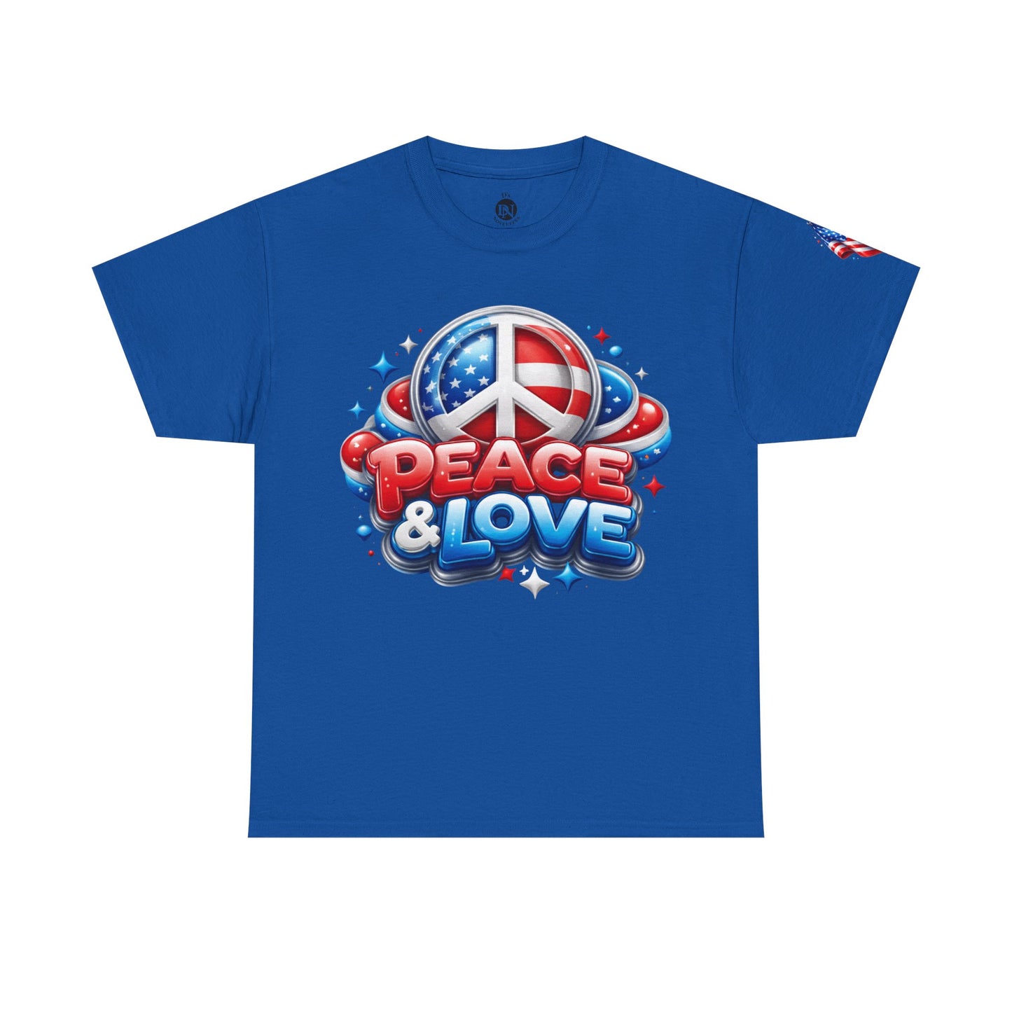 Peace & Love Patriotic Tee – Red, White & Blue Edition