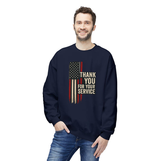 "Thank You For Your Service" Unisex Fleece Crewneck Sweatshirt