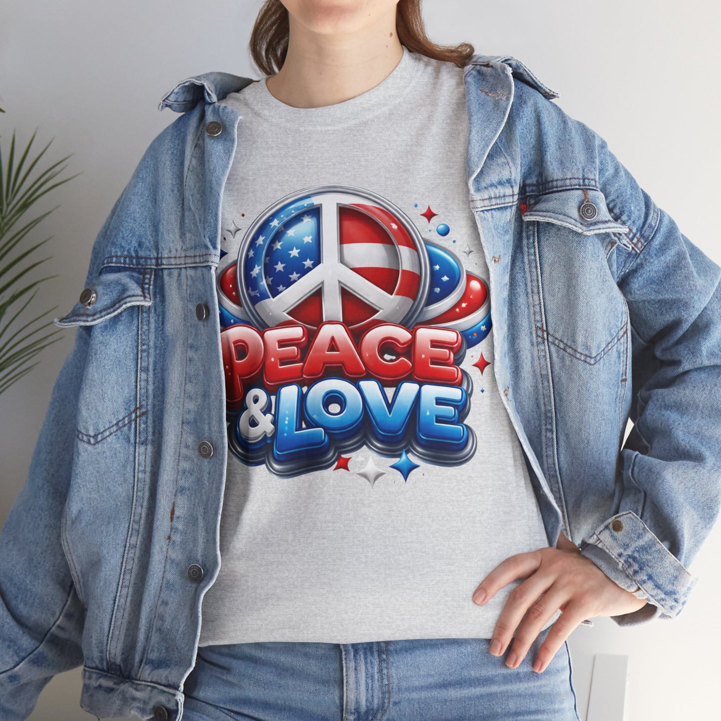Peace & Love Patriotic Tee – Red, White & Blue Edition