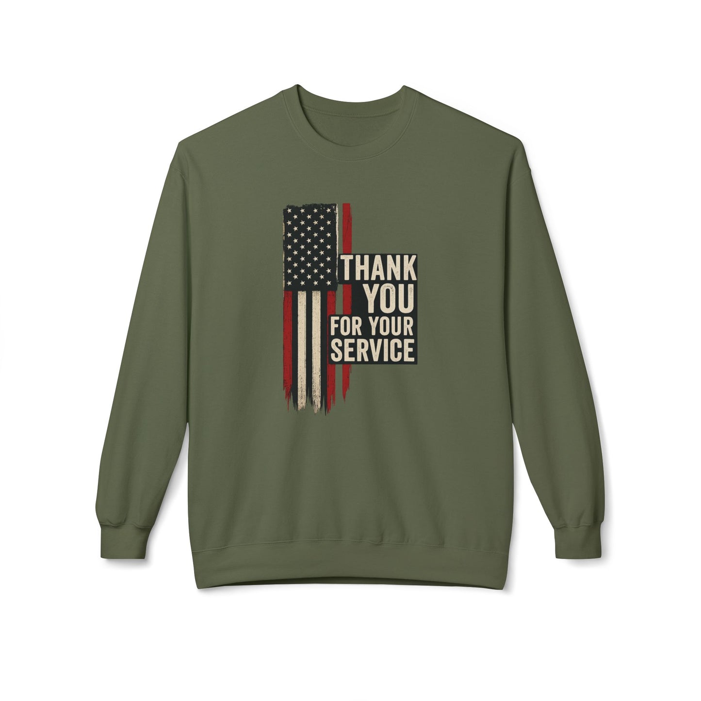 "Thank You For Your Service" Unisex Fleece Crewneck Sweatshirt