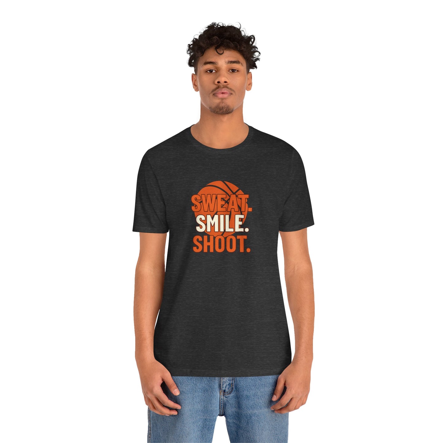 "Sweat. Smile. Shoot." Unisex Jersey Tee