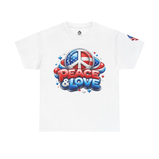 Peace & Love Patriotic Tee – Red, White & Blue Edition