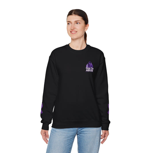 STOP ABUSE - Domestic Violence Awareness Month Unisex Heavy Blend™ Crewneck Sweatshirt