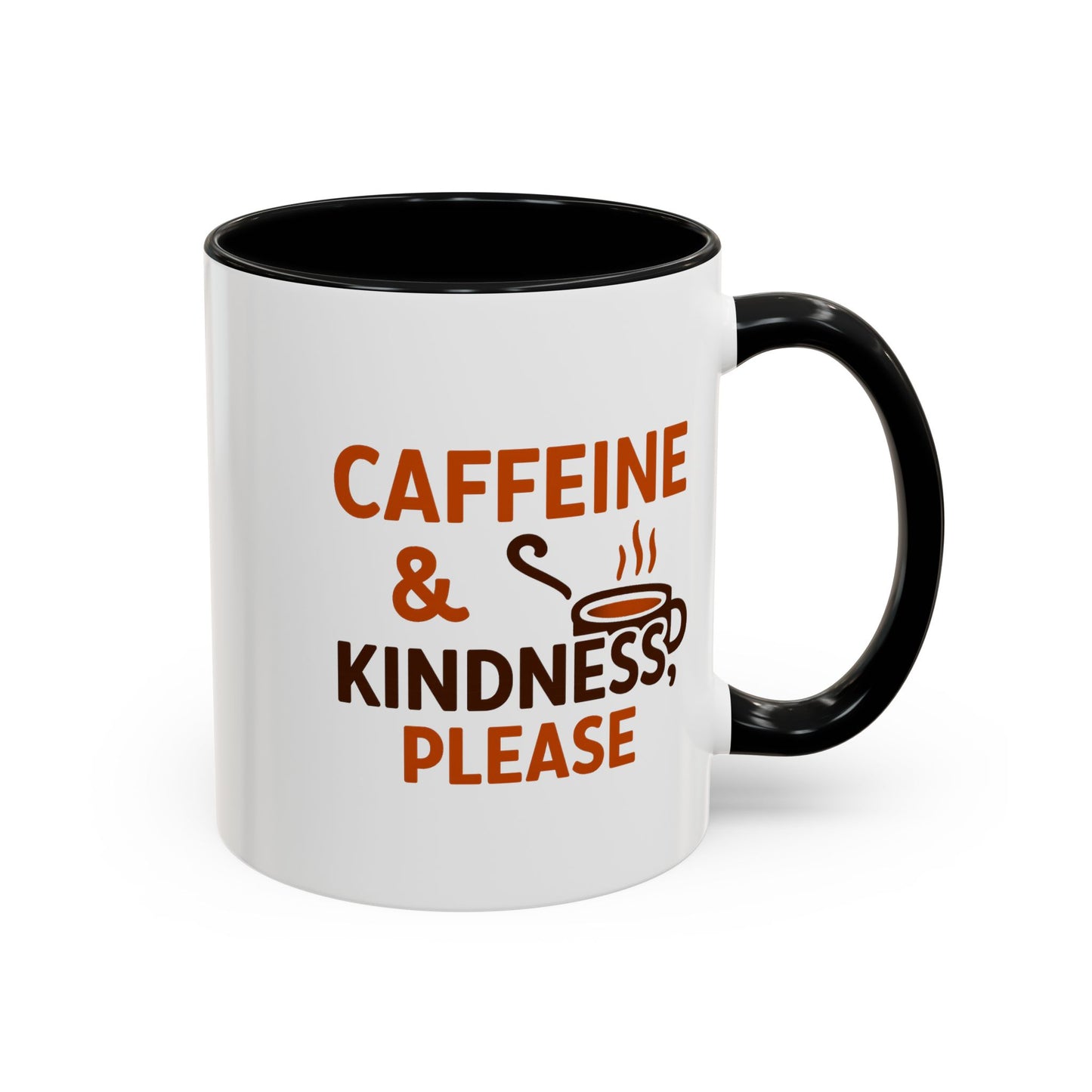 "Caffeine & Kindness Please" Accent Coffee Mug