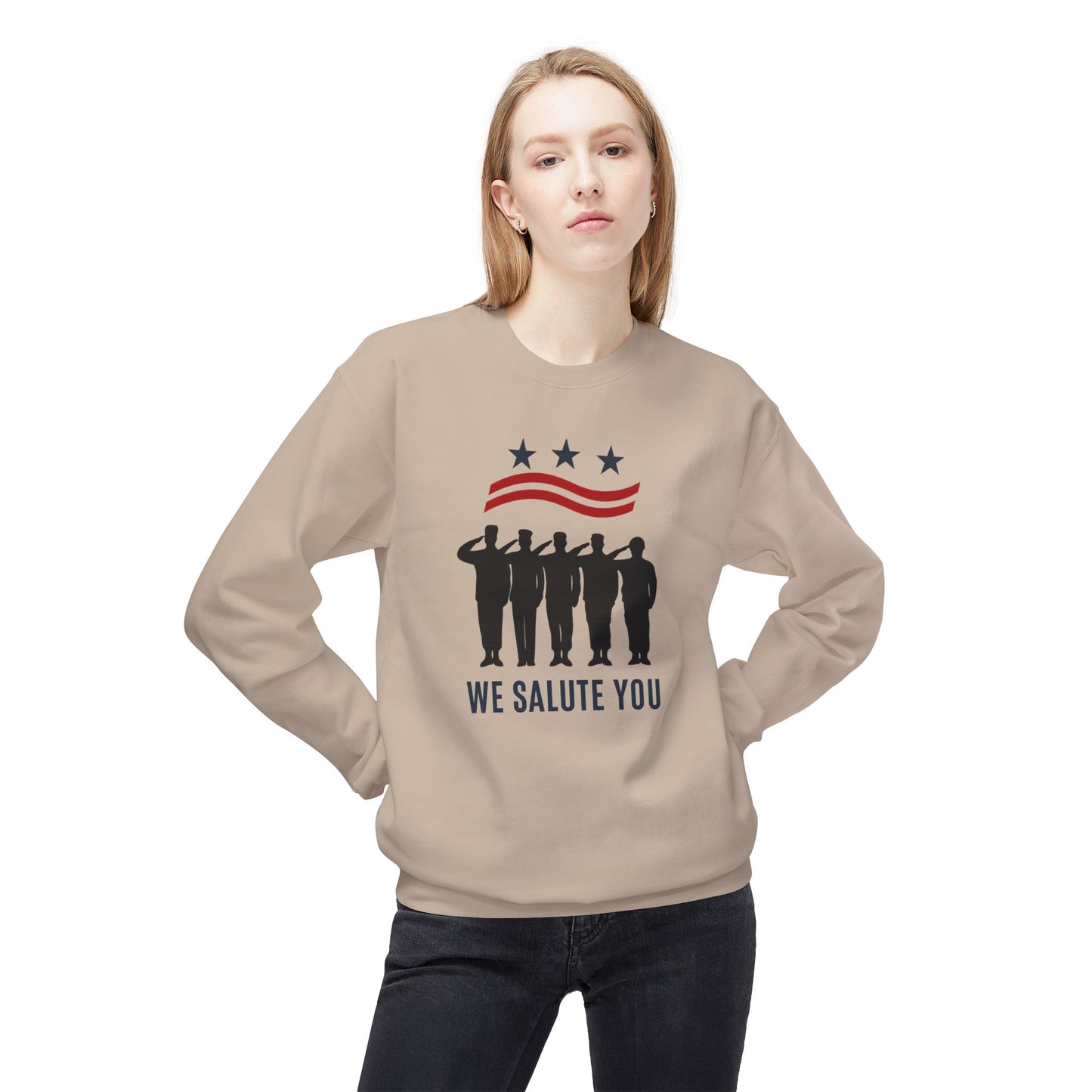 "We Salute You" Unisex Fleece Crewneck Sweatshirt