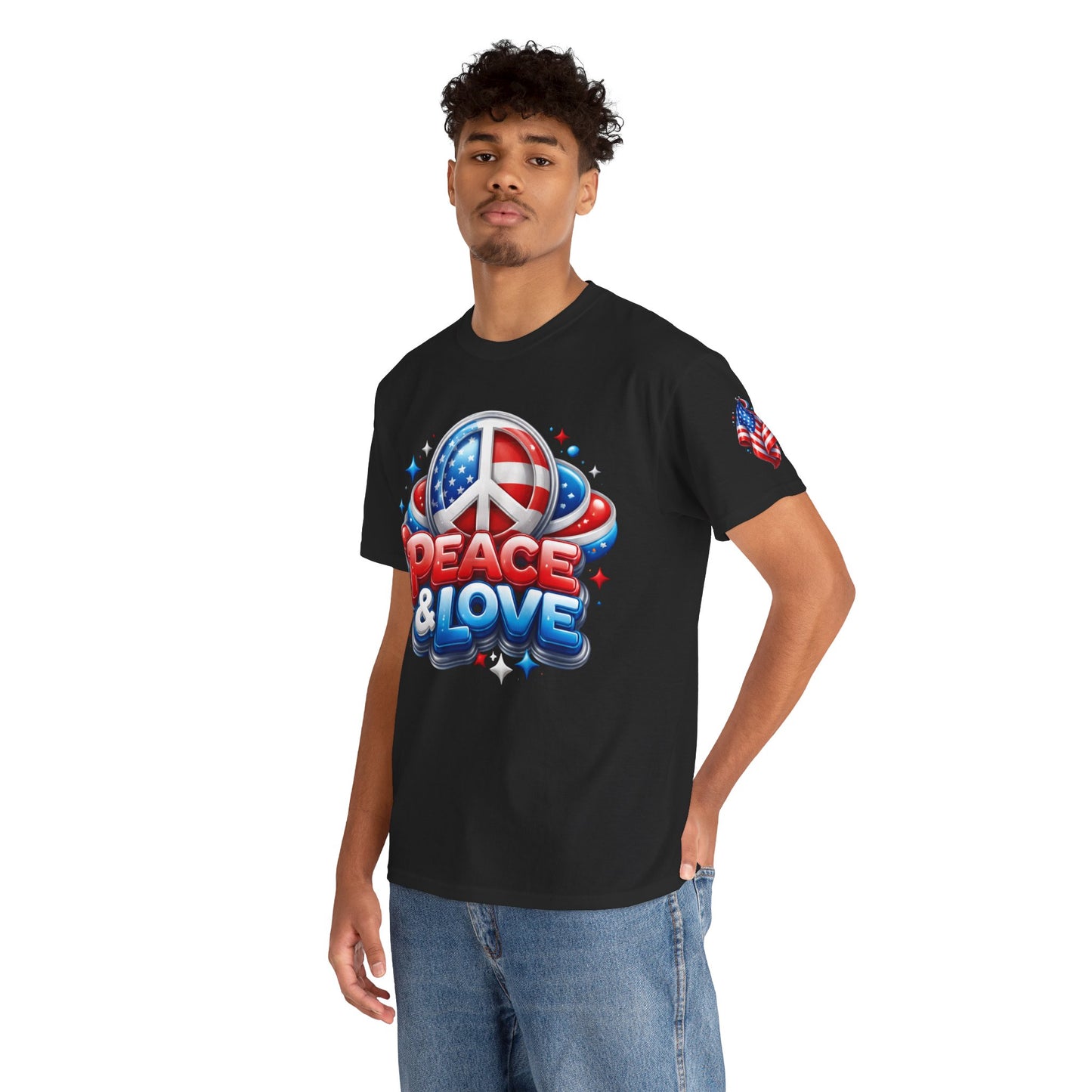 Peace & Love Patriotic Tee – Red, White & Blue Edition