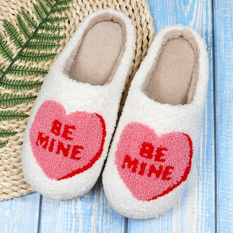 Valentine's Day Love Heart Cotton Slippers Spring AutumnWomen Indoor