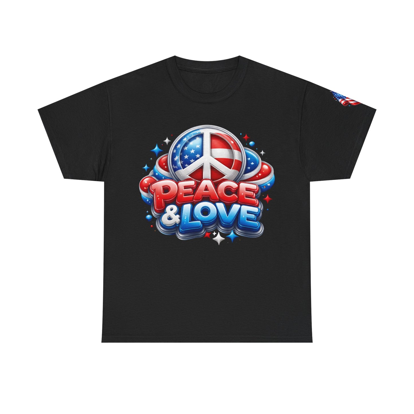 Peace & Love Patriotic Tee – Red, White & Blue Edition