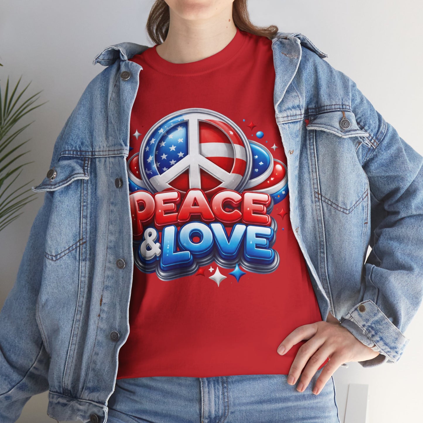 Peace & Love Patriotic Tee – Red, White & Blue Edition