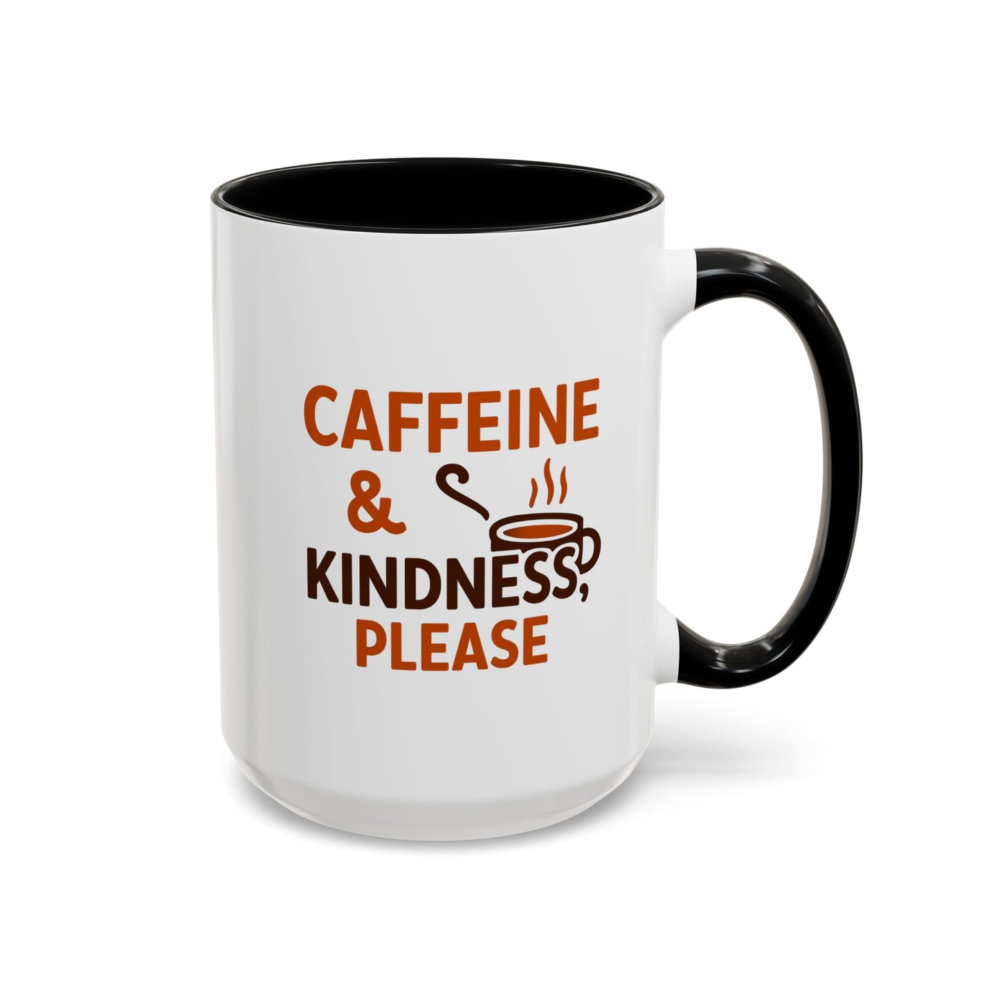 "Caffeine & Kindness Please" Accent Coffee Mug