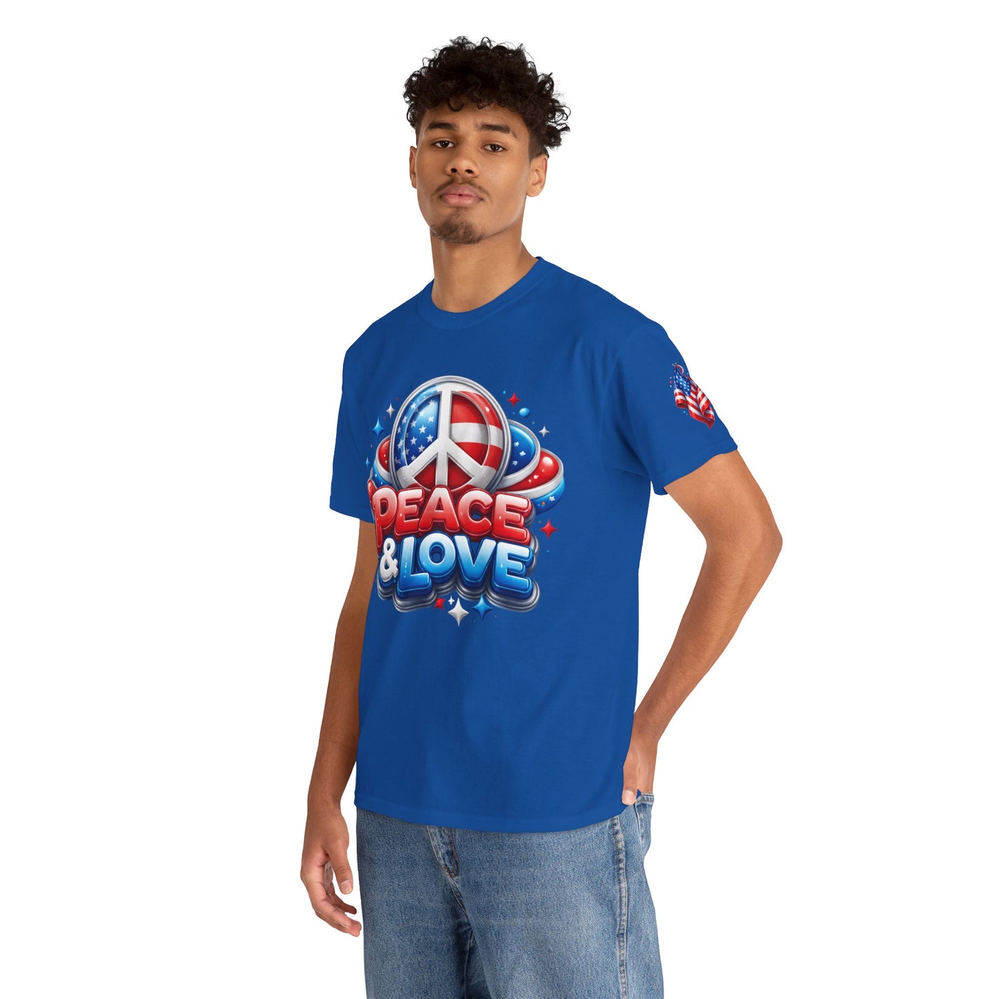Peace & Love Patriotic Tee – Red, White & Blue Edition