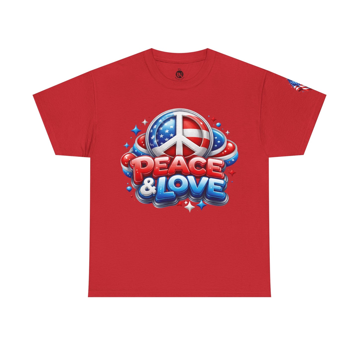 Peace & Love Patriotic Tee – Red, White & Blue Edition