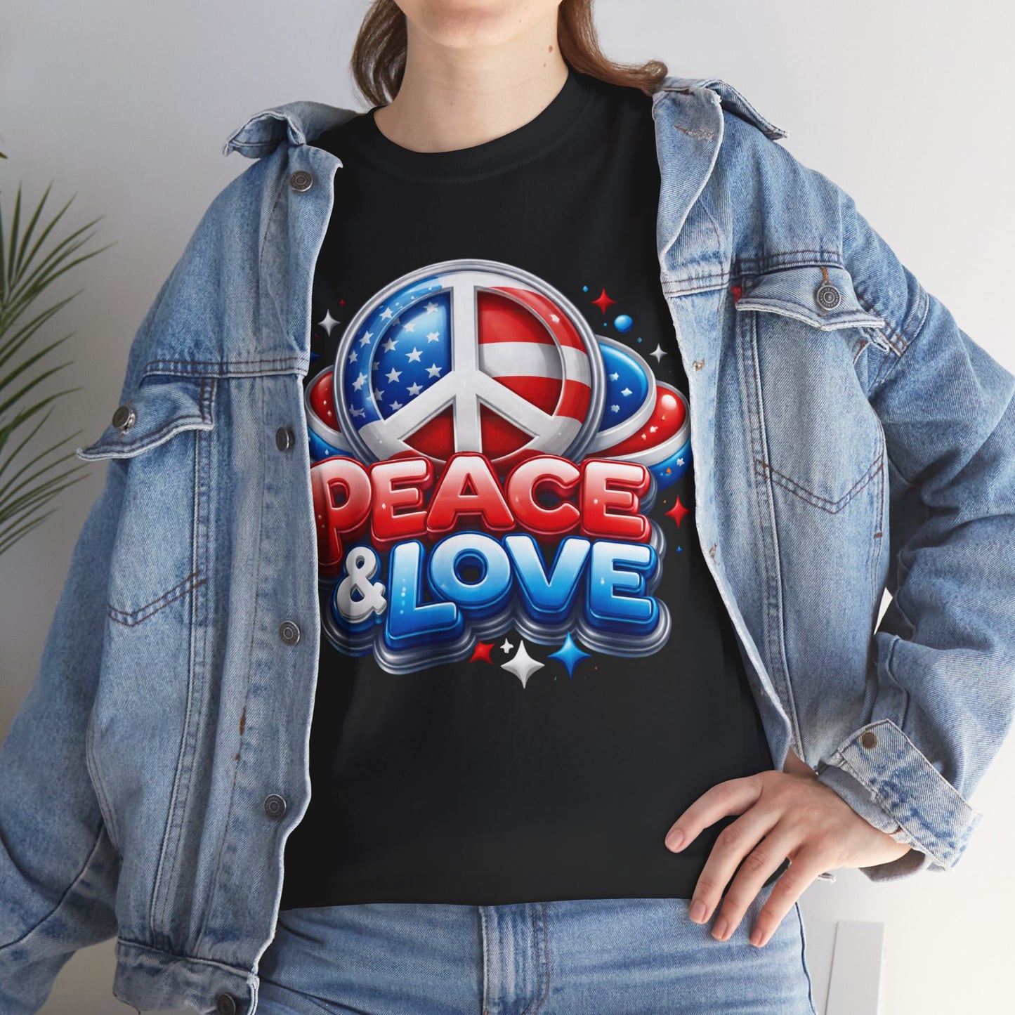 Peace & Love Patriotic Tee – Red, White & Blue Edition