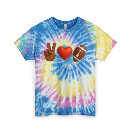 "Peace, Love, Football" Unisex Tie Dye Tee