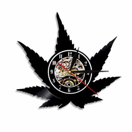LEAF DESIGN HANDMADE VINYL RECORD WALL CLOCK FAN GIFT